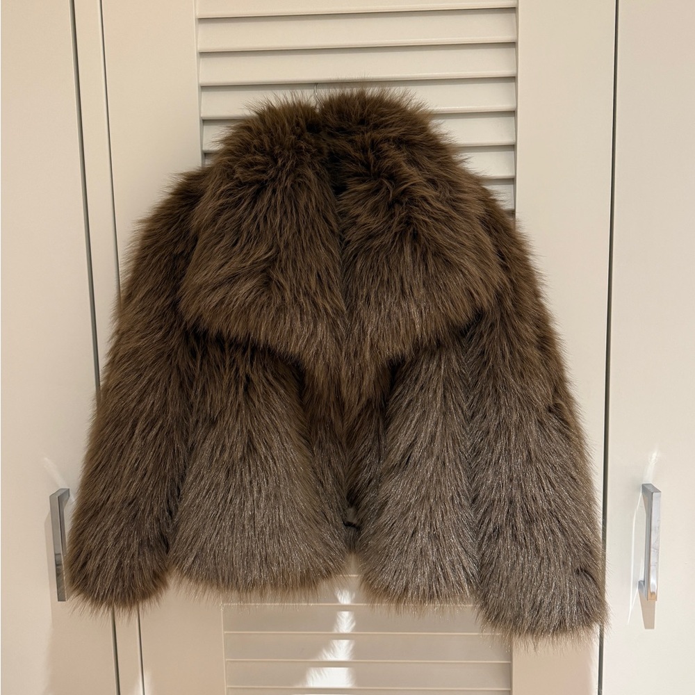 Zara Elegant Brown Teddy Jacket - Picture 3 of 7